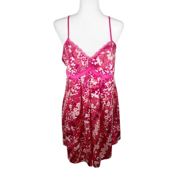 Apt 9 Intimates Sleep Dress Women Extra Large Pink Floral Satin Tank Loungewear - Picture 1 of 11